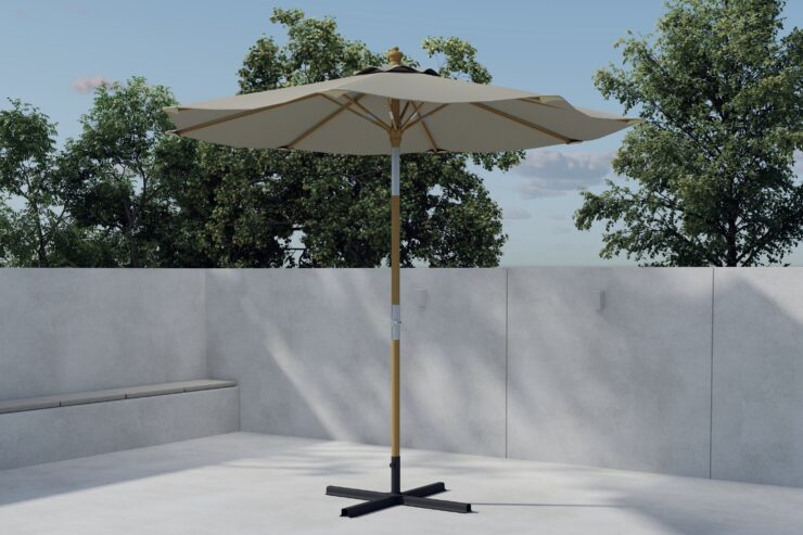 Cerox – Parasol – Beige, Naturel – ⌀270 cm