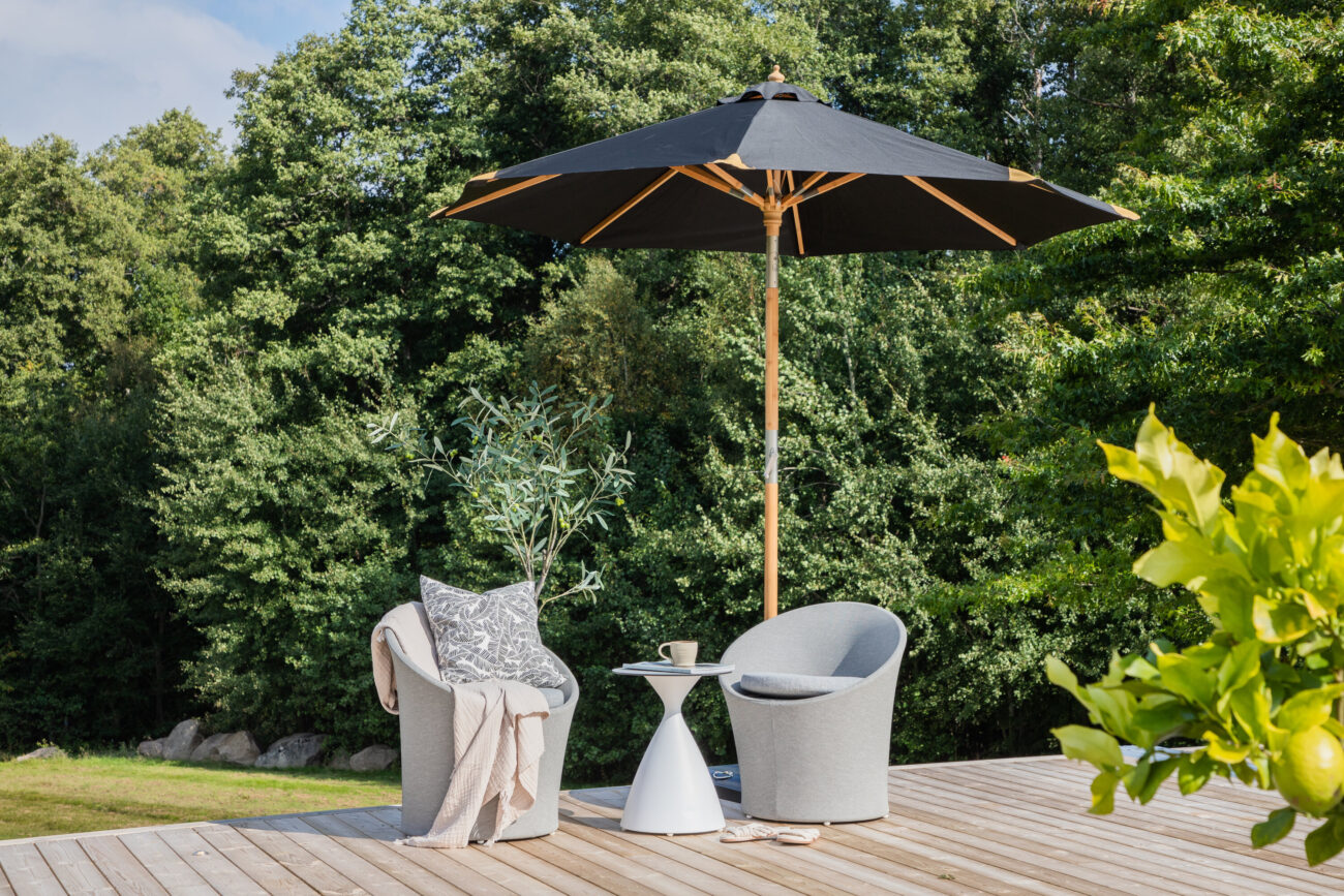 Cerox – Parasol – Noir, Naturel – ⌀270 cm