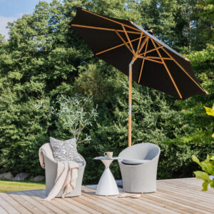 Cerox – Parasol – Noir, Naturel – ⌀270 cm