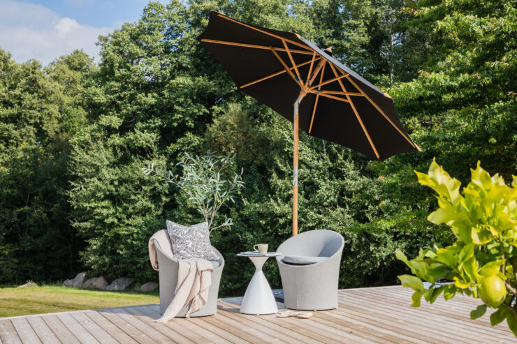 Cerox – Parasol – Noir, Naturel – ⌀270 cm