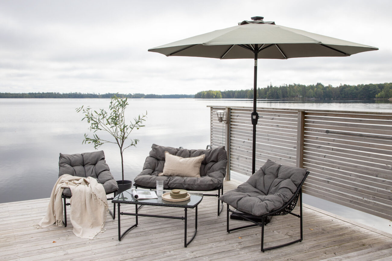 Sabal – Parasol – Noir, Gris – 270 x 241 x 270 cm