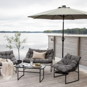Sabal – Parasol – Noir, Gris – 270 x 241 x 270 cm