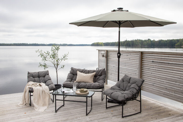 Sabal – Parasol – Noir, Gris – 270 x 241 x 270 cm