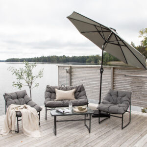 Sabal – Parasol – Noir, Gris – 270 x 241 x 270 cm