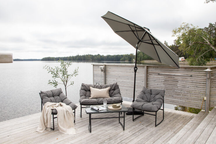 Sabal – Parasol – Noir, Gris – 270 x 241 x 270 cm