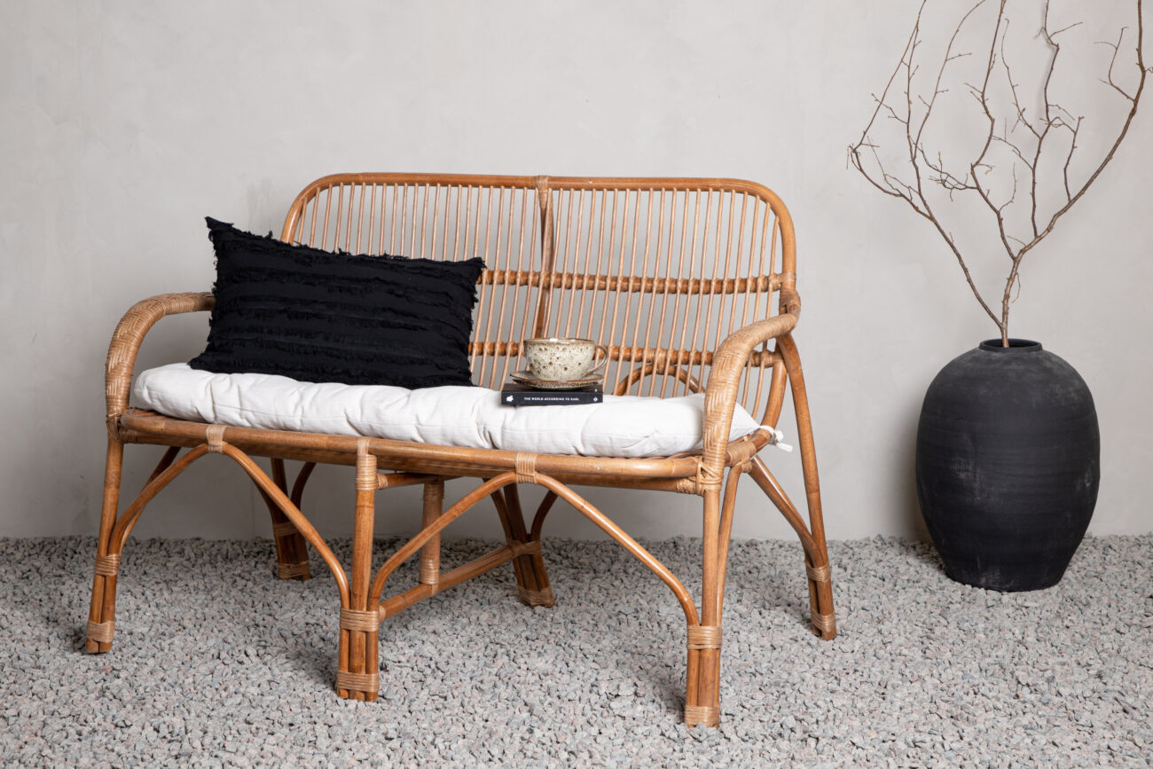 Nella – Canapé 2 places – Naturel, Blanc cassé – 62 x 93 x 129 cm