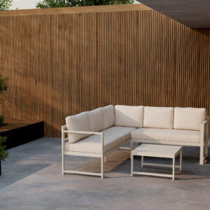 Salvador – Salon d&rsquo;angle – Beige – 61 x 118/190 x 69 cm