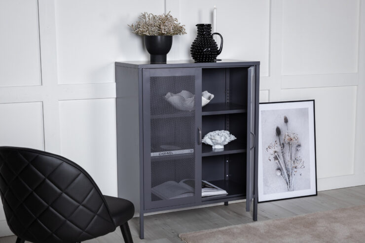 Misha – Meuble de rangement – Gris – 40 x 101,5 x 80 cm