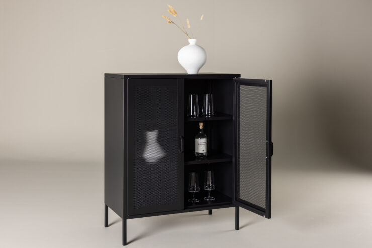 Misha – Meuble de rangement – Noir – 40 x 101,5 x 80 cm