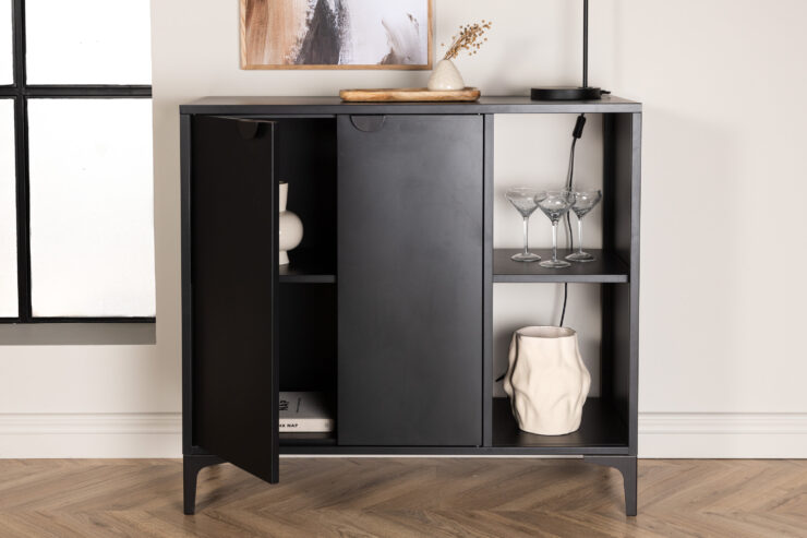 Piring – Meuble de rangement – Noir – 42 x 100 x 110 cm