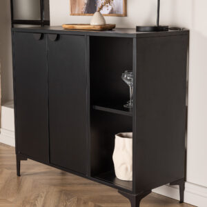 Piring – Meuble de rangement – Noir – 42 x 100 x 110 cm