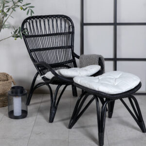 Ella – Fauteuil lounge – Noir, Blanc cassé – 76 x 98 x 65 cm