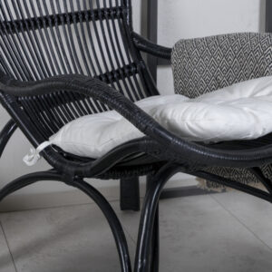 Ella – Fauteuil lounge – Noir, Blanc cassé – 76 x 98 x 65 cm