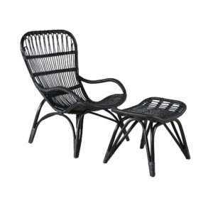 Ella – Fauteuil lounge – Noir, Blanc cassé – 76 x 98 x 65 cm