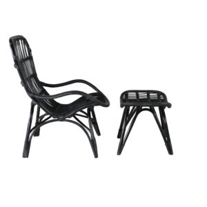 Ella – Fauteuil lounge – Noir, Blanc cassé – 76 x 98 x 65 cm