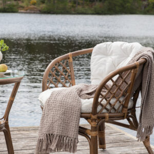Wera – Set café – Blanc cassé, Marron, Noyer foncé – Table :⌀60Chaise :P :69H :72L :71 cm