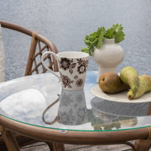 Wera – Set café – Blanc cassé, Marron, Noyer foncé – Table :⌀60Chaise :P :69H :72L :71 cm