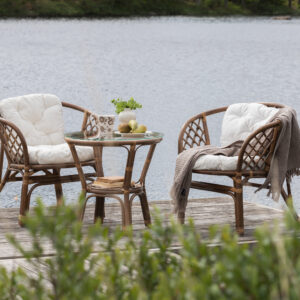 Wera – Set café – Blanc cassé, Marron, Noyer foncé – Table :⌀60Chaise :P :69H :72L :71 cm