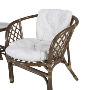 Wera – Set café – Blanc cassé, Marron, Noyer foncé – Table :⌀60Chaise :P :69H :72L :71 cm