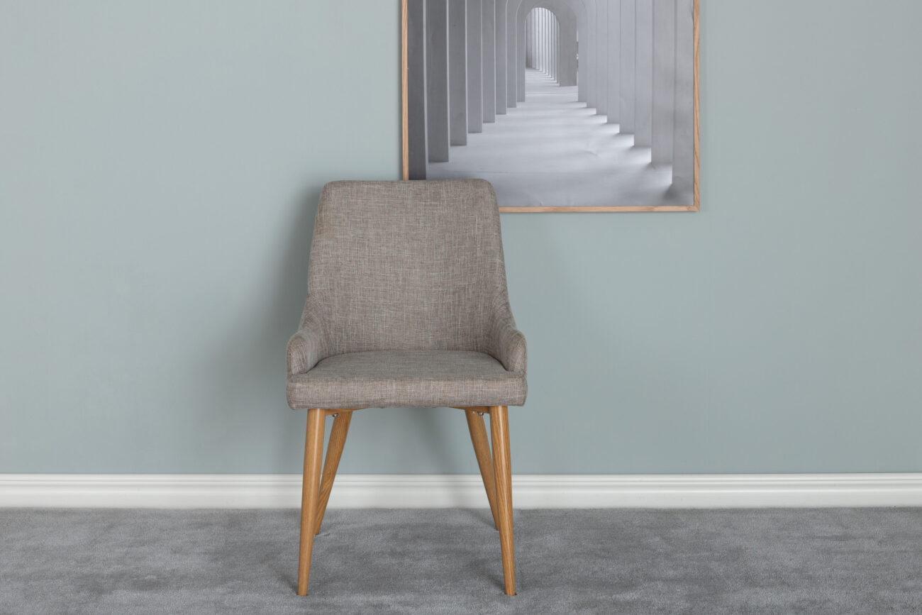 Plaza – Chaise de salle à manger – Gris, Naturel, Gris clair – 58 x 86 x 49 cm