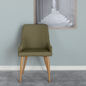 Plaza – Chaise de salle à manger – Vert, Naturel, Vert mousse – 58 x 86 x 49 cm