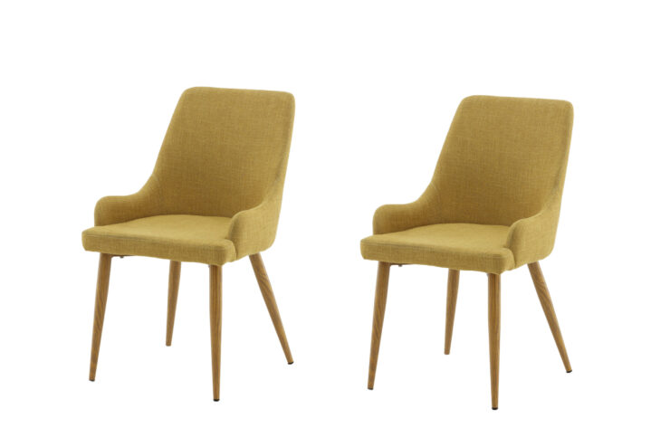 Plaza – Chaise de salle à manger – Naturel, Jaune, Moutarde – 58 x 86 x 49 cm