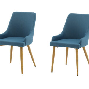 Plaza – Chaise de salle à manger – Bleu, Naturel – 58 x 86 x 49 cm