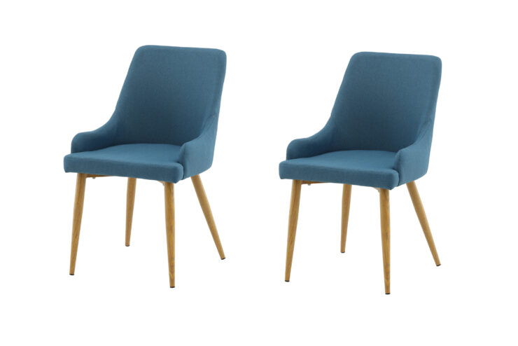 Plaza – Chaise de salle à manger – Bleu, Naturel – 58 x 86 x 49 cm