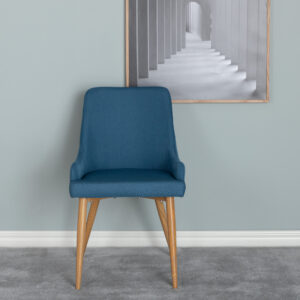 Plaza – Chaise de salle à manger – Bleu, Naturel – 58 x 86 x 49 cm