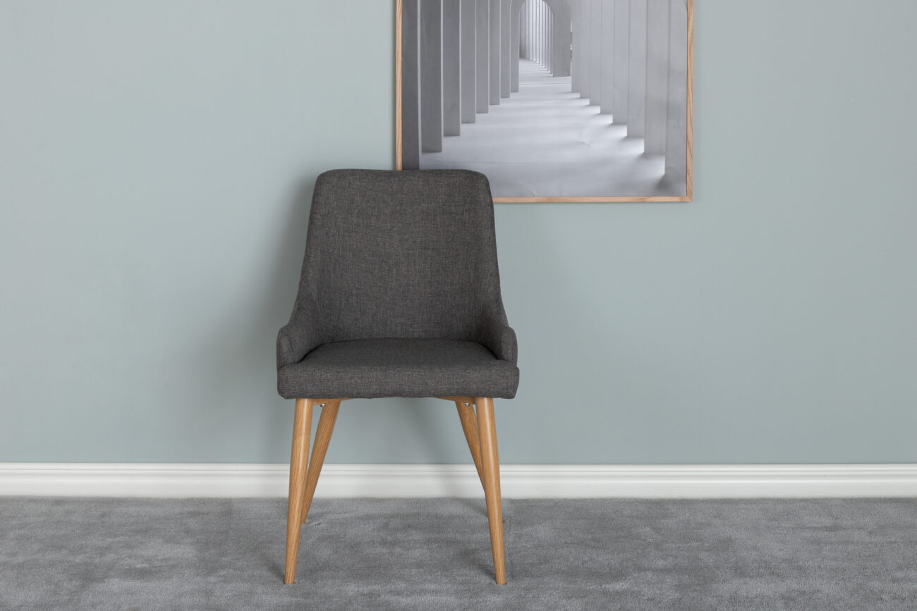 Plaza – Chaise de salle à manger – Naturel, Gris foncé – 58 x 86 x 49 cm