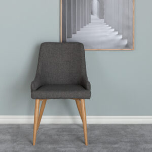 Plaza – Chaise de salle à manger – Naturel, Gris foncé – 58 x 86 x 49 cm
