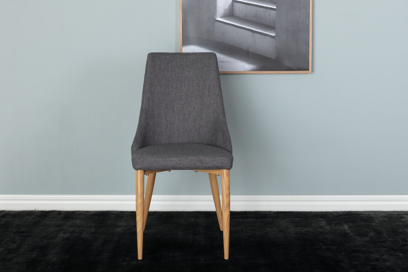 Leone – Chaise de salle à manger – Naturel, Gris foncé – 63 x 91 x 47 cm