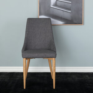 Leone – Chaise de salle à manger – Naturel, Gris foncé – 63 x 91 x 47 cm