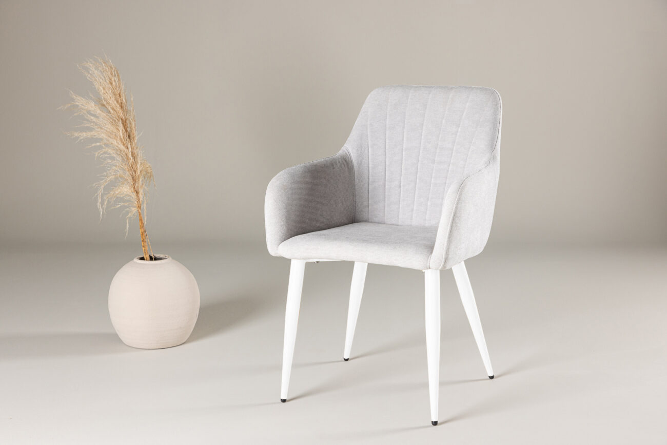 Comfort – Chaise de salle à manger – Gris clair, Blanc – 61 x 92 x 58 cm