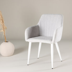 Comfort – Chaise de salle à manger – Gris clair, Blanc – 61 x 92 x 58 cm