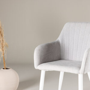 Comfort – Chaise de salle à manger – Gris clair, Blanc – 61 x 92 x 58 cm