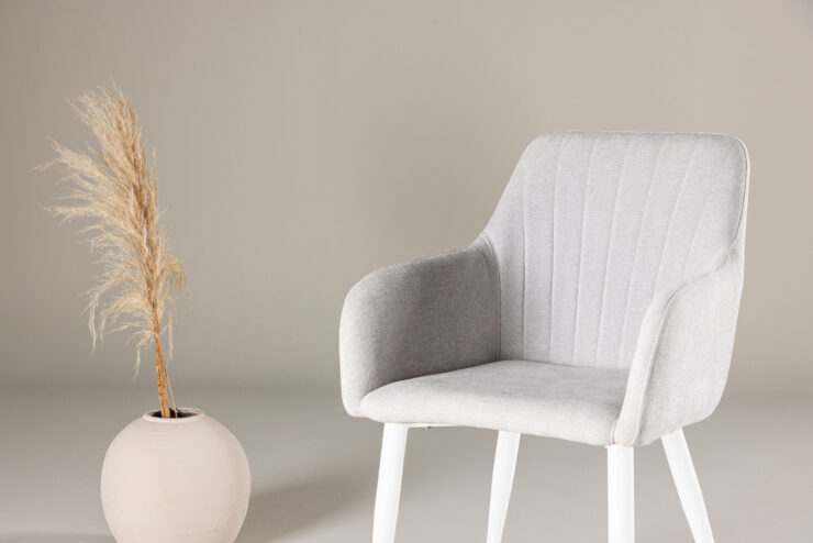Comfort – Chaise de salle à manger – Gris clair, Blanc – 61 x 92 x 58 cm