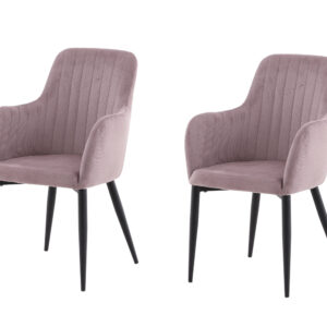 Comfort – Chaise de salle à manger – Noir, Rose poudré – 61 x 92 x 58 cm