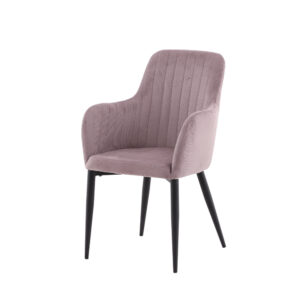 Comfort – Chaise de salle à manger – Noir, Rose poudré – 61 x 92 x 58 cm