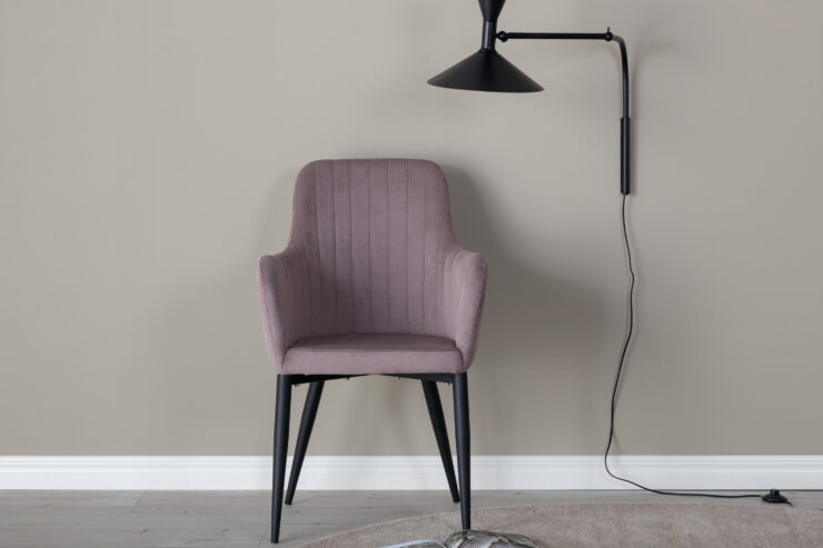 Comfort – Chaise de salle à manger – Noir, Rose poudré – 61 x 92 x 58 cm