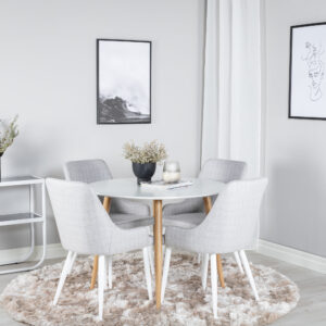 Plaza – Table à manger ronde – Naturel, Blanc – ⌀100 cm