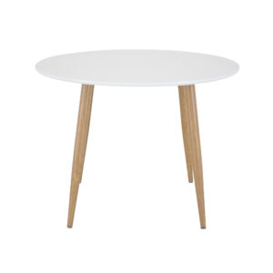Plaza – Table à manger ronde – Naturel, Blanc – ⌀100 cm