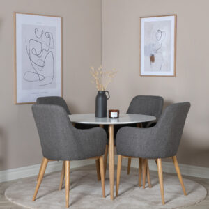 Plaza – Table à manger ronde – Naturel, Blanc – ⌀100 cm