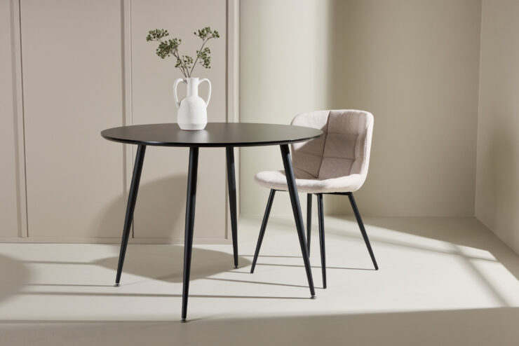 Plaza – Table à manger ronde – Noir – ⌀100 cm