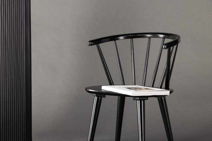 Bobby – Chaise de salle à manger – Noir – 53 x 76 x 55 cm