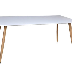 Polar – Table à manger rectangulaire – Naturel, Blanc – 180 x 90 cm