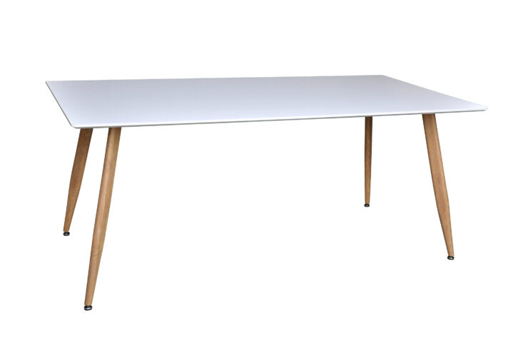 Polar – Table à manger rectangulaire – Naturel, Blanc – 180 x 90 cm