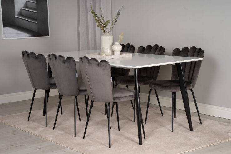 Polar – Table à manger rectangulaire – Noir, Blanc – 180 x 90 cm