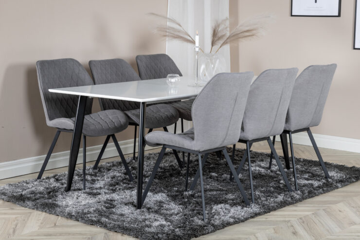 Polar – Table à manger rectangulaire – Noir, Blanc – 180 x 90 cm
