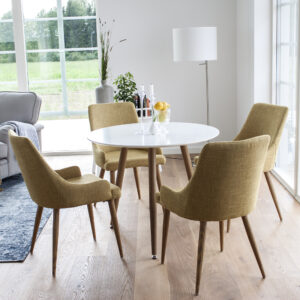 Polar – Table à manger ronde – Naturel, Blanc – ⌀90 cm